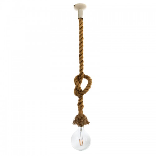 InLight Κρεμαστό φωτιστικό από καφέ σχοινί 1XE27 D:130cm (4381-1-WH)