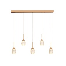 Inlight Κρεμαστό φωτιστικό LED 5*10W από χρυσαφί μέταλλο και ακρυλικό D:60x200cm (4077R-5-Golden)